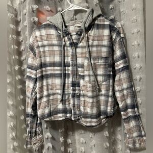 Aeropostale Crop Flannel with Hood XS